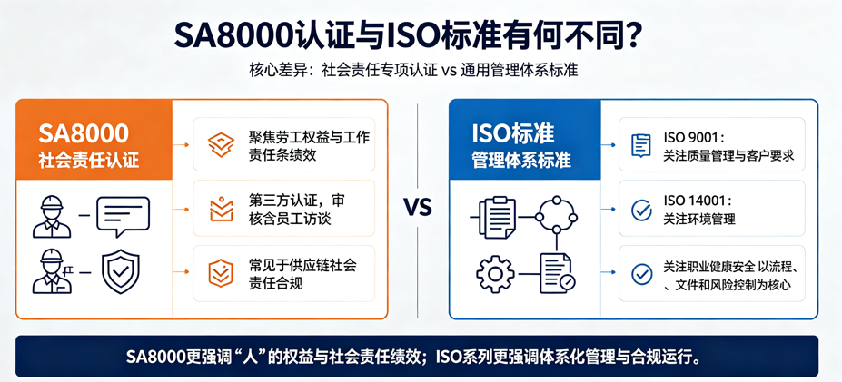 SA8000认证标准与IS0标准的差异？